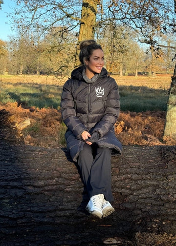 Velour longline puffer coat