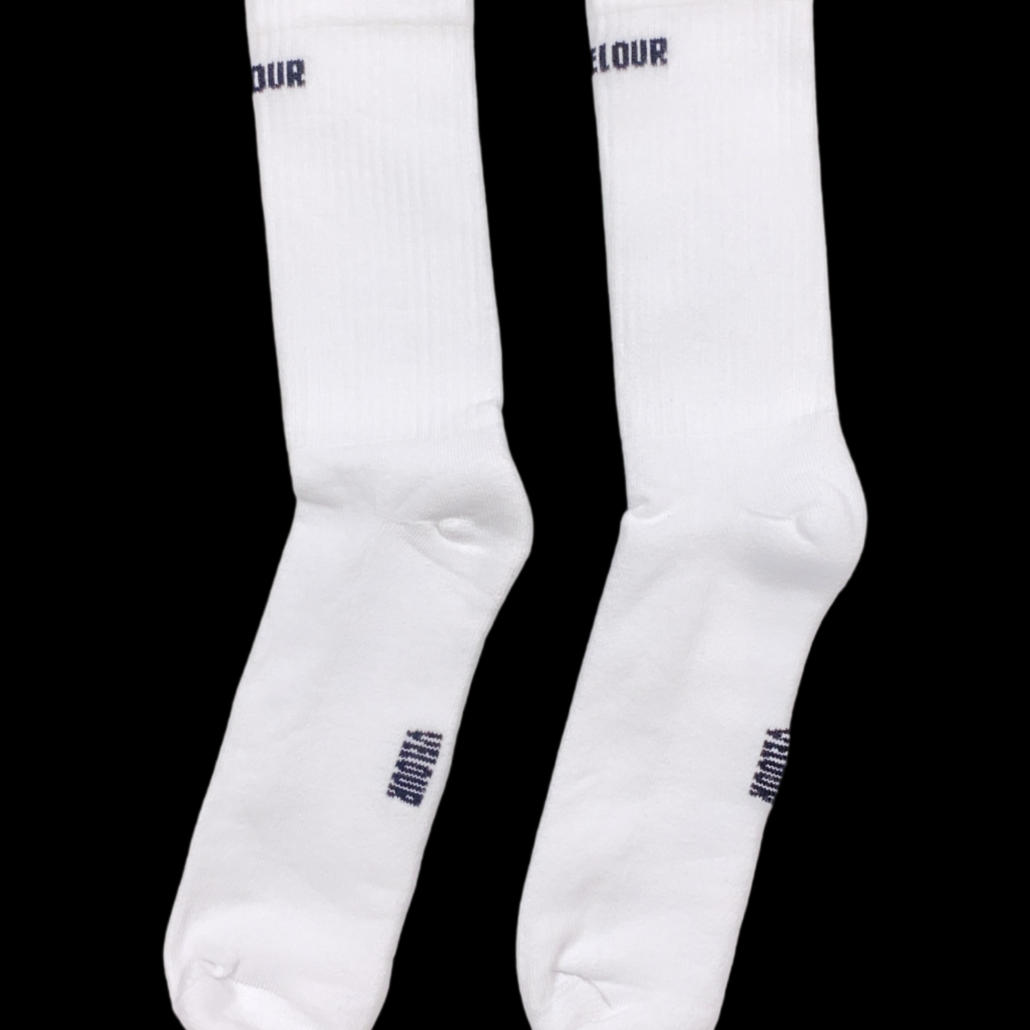 Velour front text socks - White