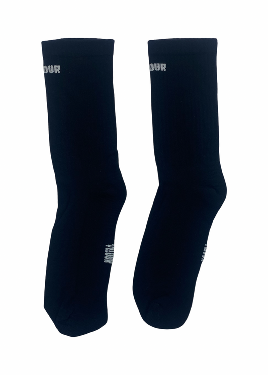 Velour front text socks - Black